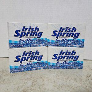 Lot of 4 Vintage Irish Spring Icy Blast Soap Bars New Sealed 4.5oz each